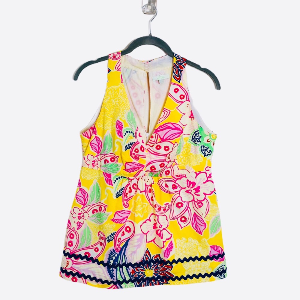 Jade Melody Tam Yellow Floral Print Fitted Size 6